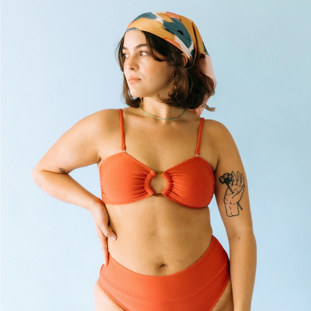 Coral Ribbed Bikini Set